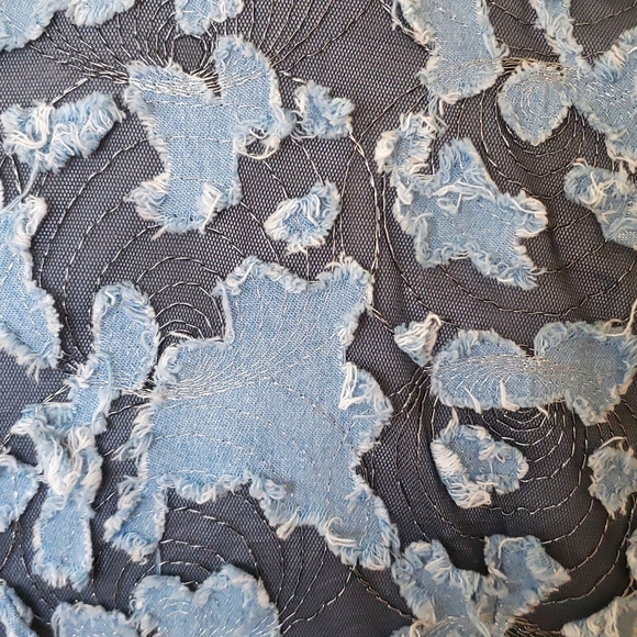 Anthracite by Muse Mesh with Denim Applique Jacket Blazer Size 8 - Picture 5 of 7